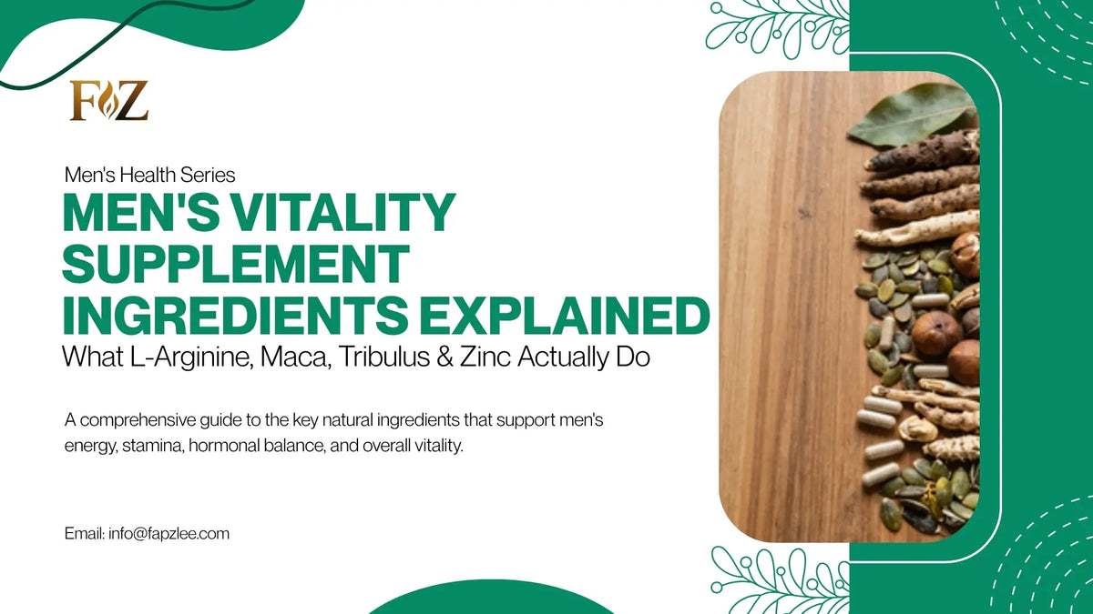 Men's Vitality Supplement Ingredients Explained: What L-Arginine, Maca, Tribulus & Zinc Actually Do (2026)