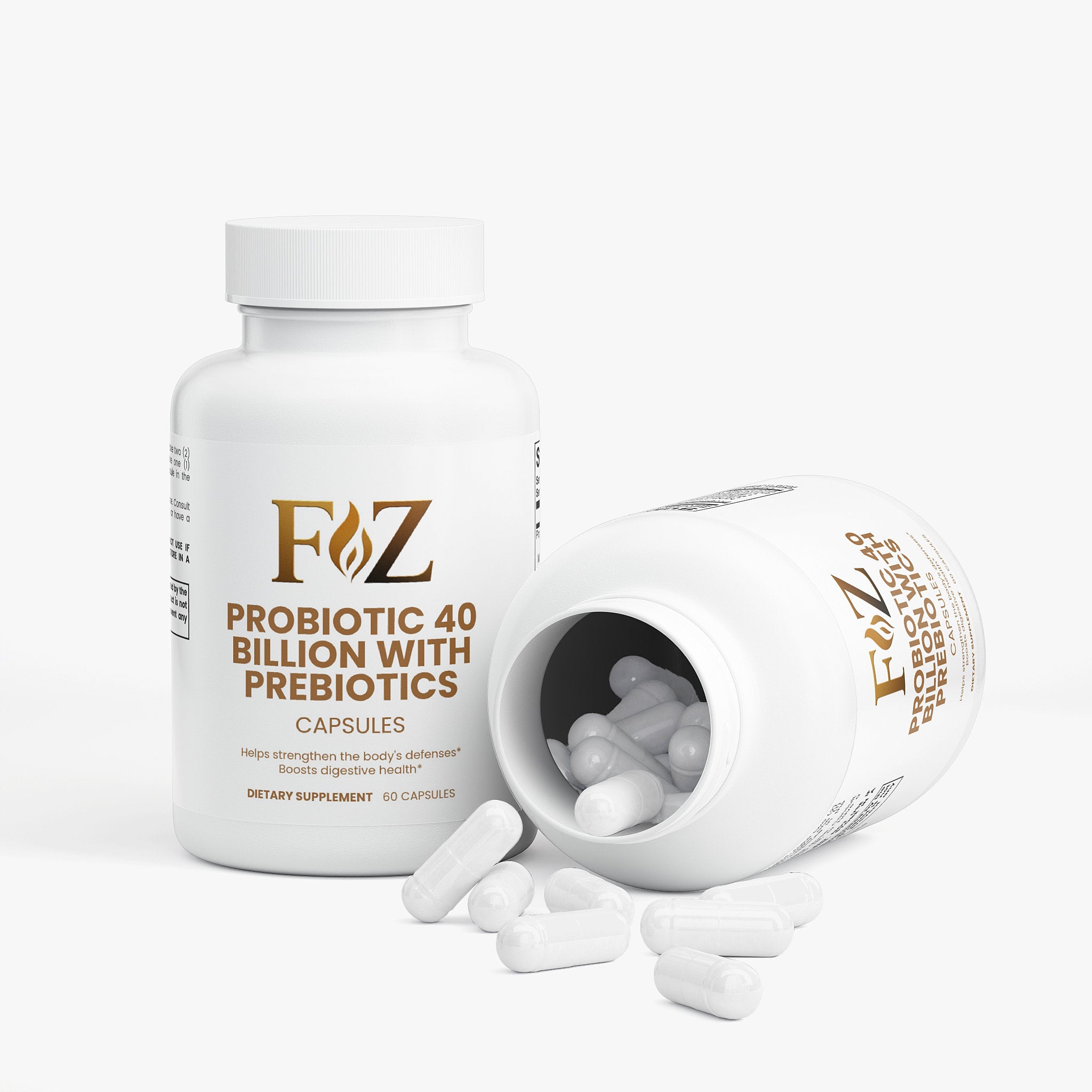 Fapzlee Probiotic 40 Billion with Prebiotics | Probiotic & Prebiotic Supplement 60 Capsules