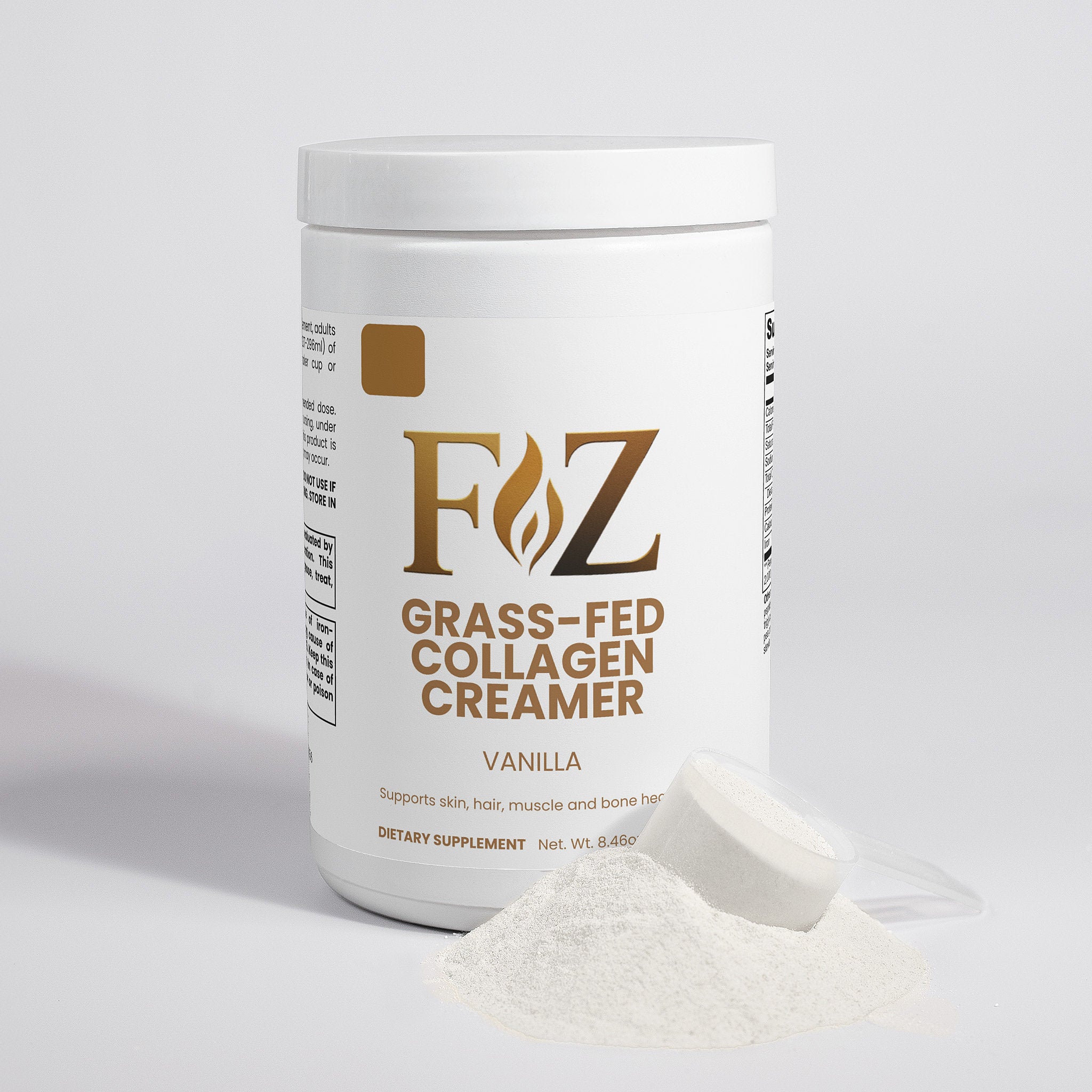 Fapzlee Grass-Fed Collagen Creamer Vanilla | Collagen Peptides Coffee Creamer 240g