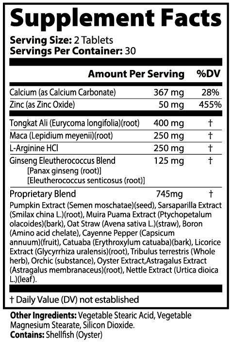 Fapzlee Men's Vitality Supplement with Tongkat Ali & Maca, 60 Capsules