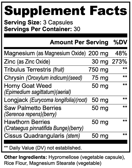 Fapzlee Alpha Energy Capsules | Tribulus, Tongkat Ali & Horny Goat Weed | 90 Capsules