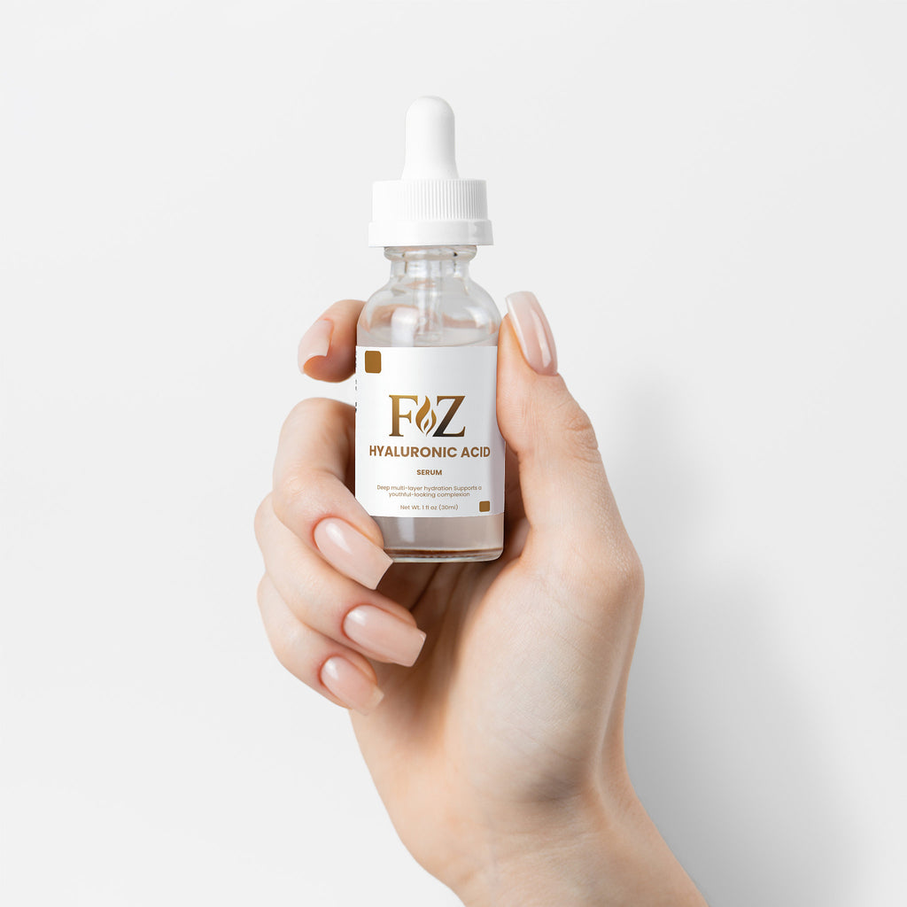 Applying Fapzlee Hyaluronic Acid Serum with dropper