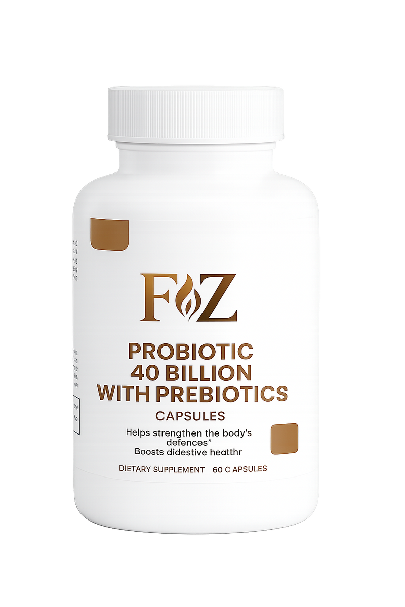 Fapzlee Probiotic 40 Billion with Prebiotics | Probiotic & Prebiotic Supplement 60 Capsules