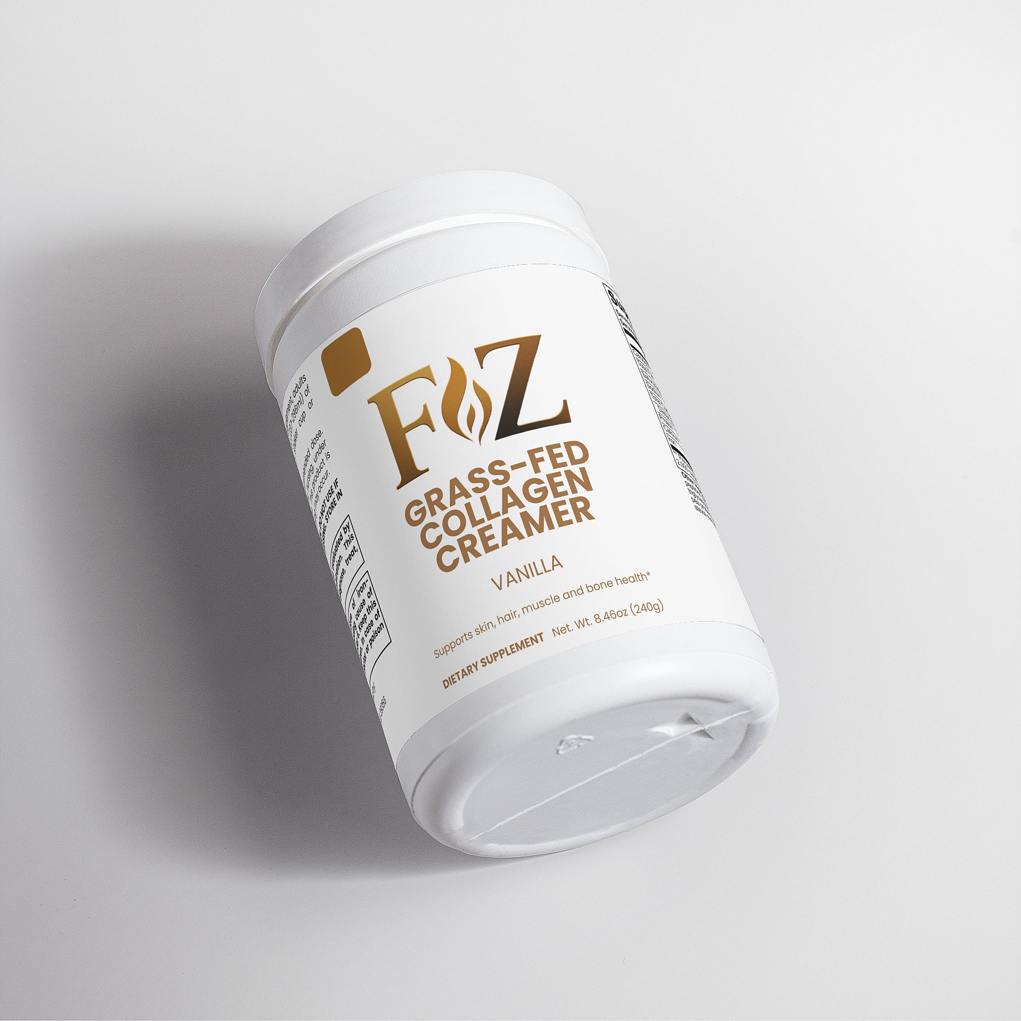 Fapzlee Grass-Fed Collagen Creamer Vanilla supplement facts label