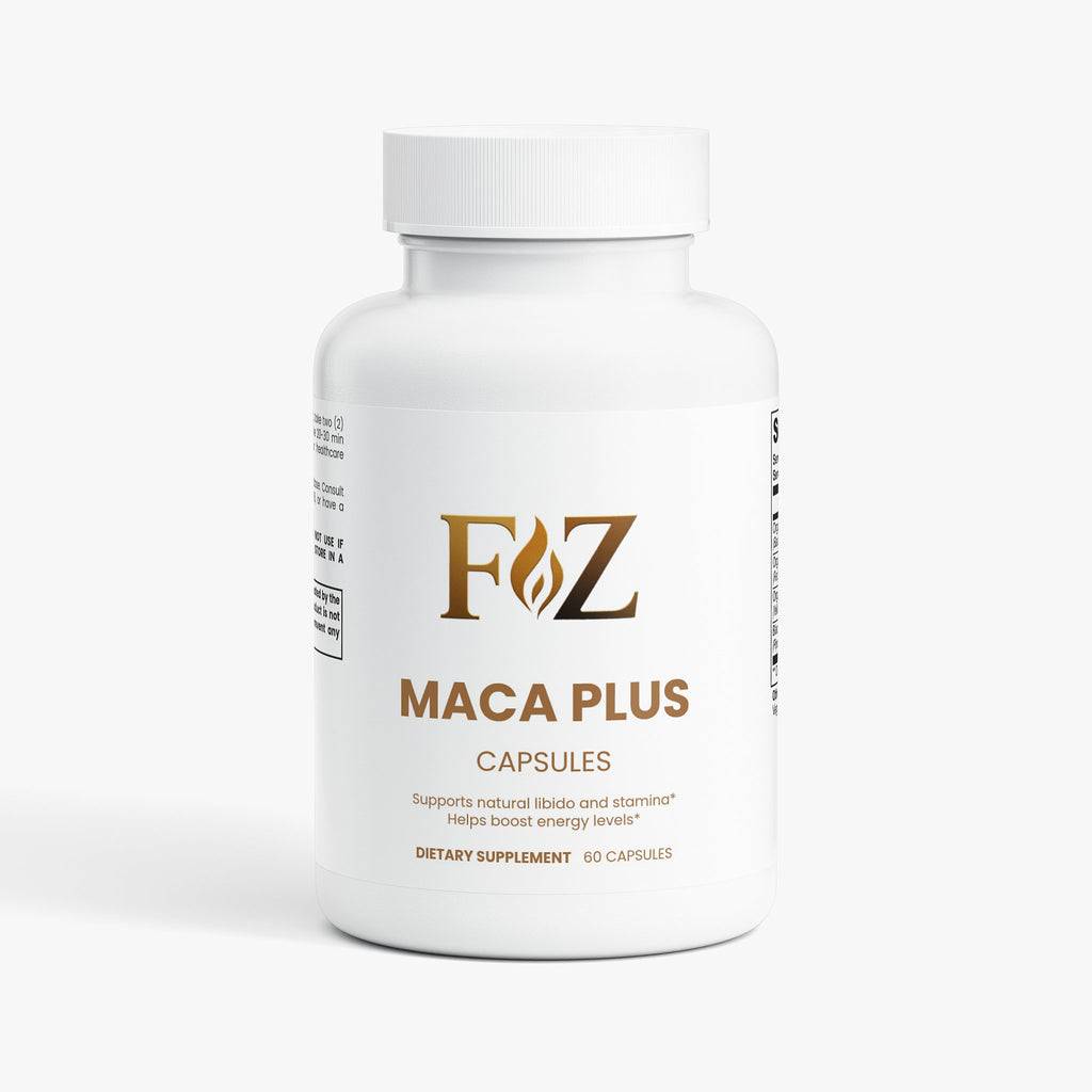 Fapzlee Maca Plus Capsules bottle, 1500mg organic maca root