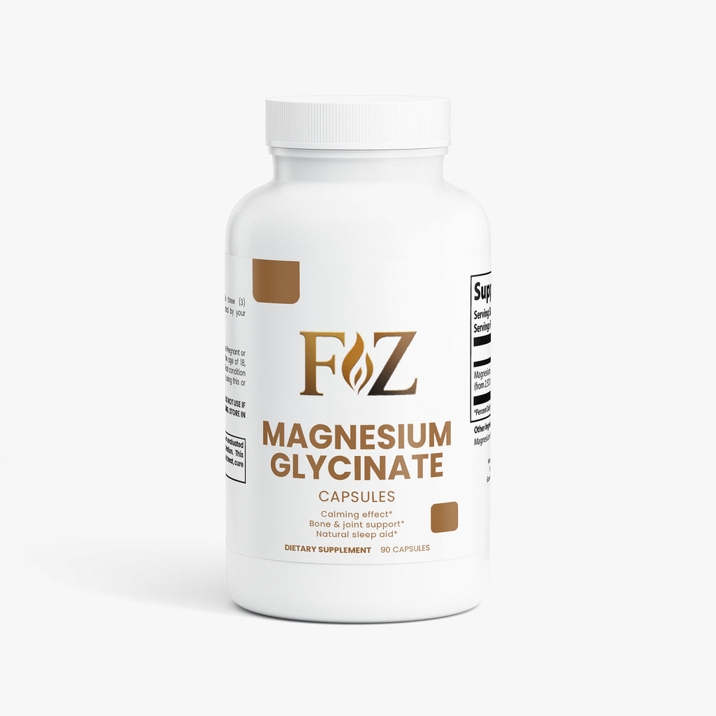 Fapzlee Magnesium Glycinate Supplement bottle, 275mg, 90 capsules
