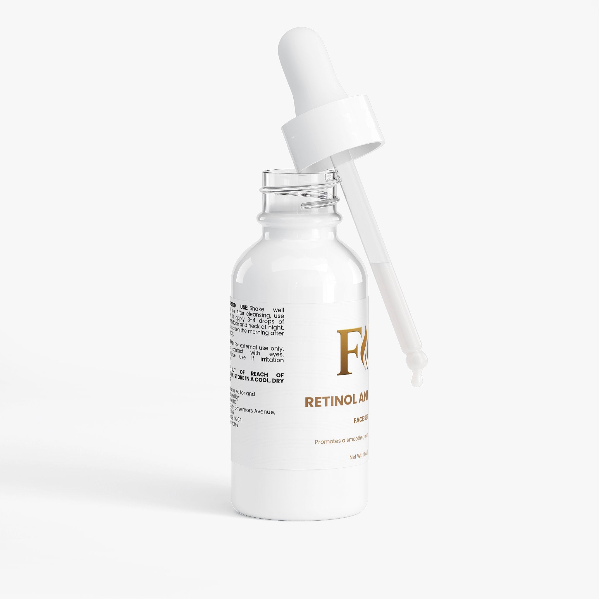 Fapzlee Retinol & Peptide Face Serum dropper bottle
