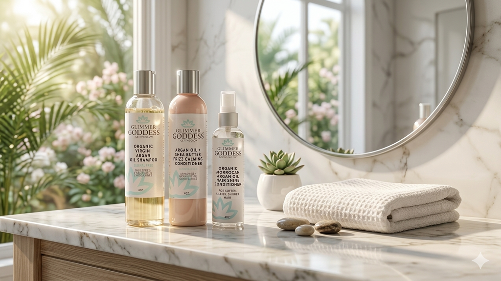 organic argan oil hair treatment trio shampoo conditioner shine spray
