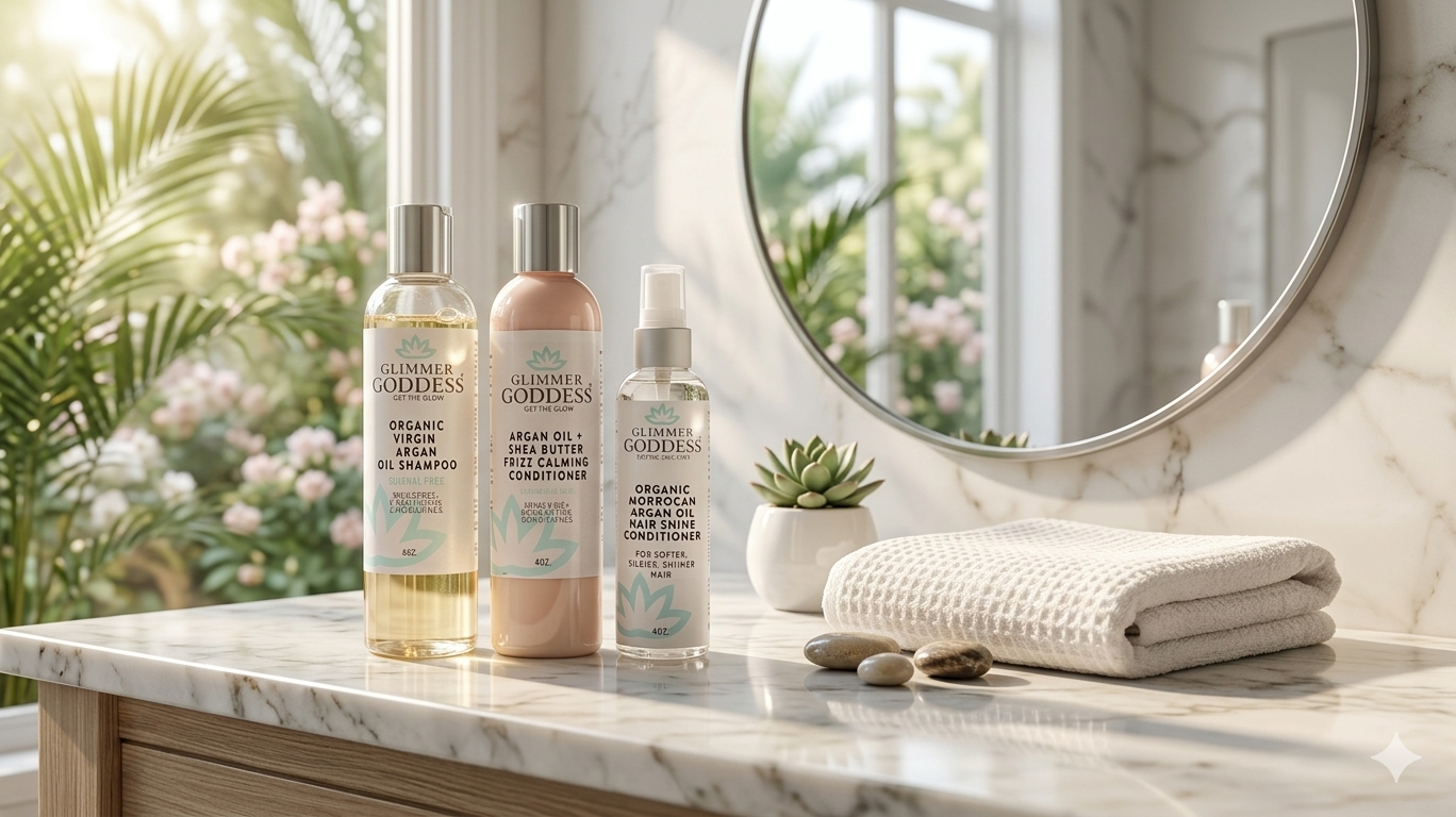 organic argan oil hair treatment trio shampoo conditioner shine spray
