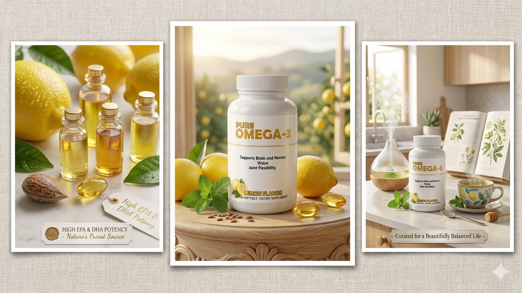 Pure Omega-3 Tablets – Best Omega 3 Supplement, Fish Oil Capsules for Heart, Brain & Joint Support